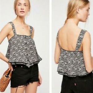 FREE PEOPLE Cropped Black and White Cami